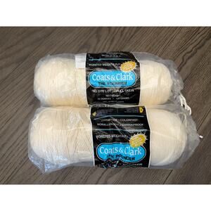 Coats & Clark The Pounder Yarn Lot of 2 Cream Worsted Weight No Dye Lot